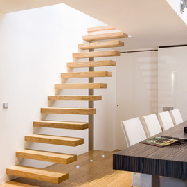 Zwevende houten design trap VDT07