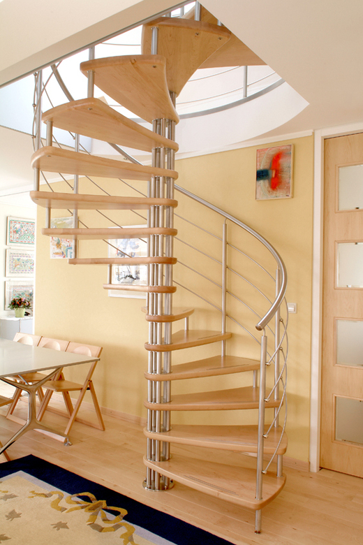 RVS spiltrap met houten treden SWT75