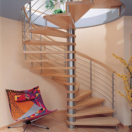 Design rvs spiltrap met grote houten treden SWT76