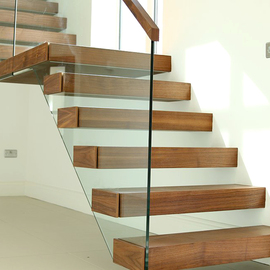 Design trap met glas en hout ZWT06